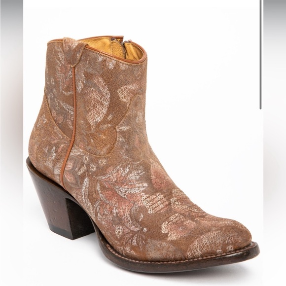 Shyanne Shoes - Shyanne Tan Floral Ankle Booties like new with Tag
